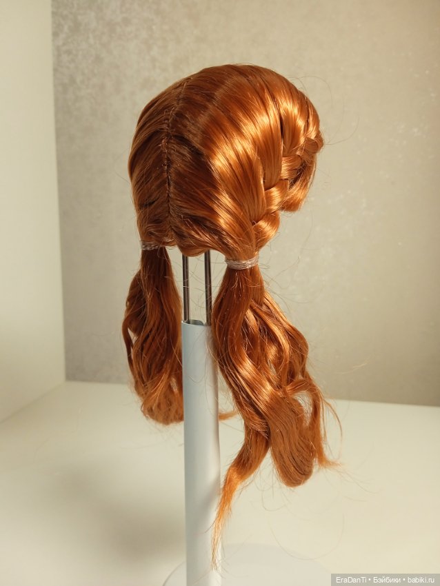 Парик из синтетического мохера, длинный, боковые косички, размер 5-6 инч (13-15см), цвет Carrot SM45 (фото 5)