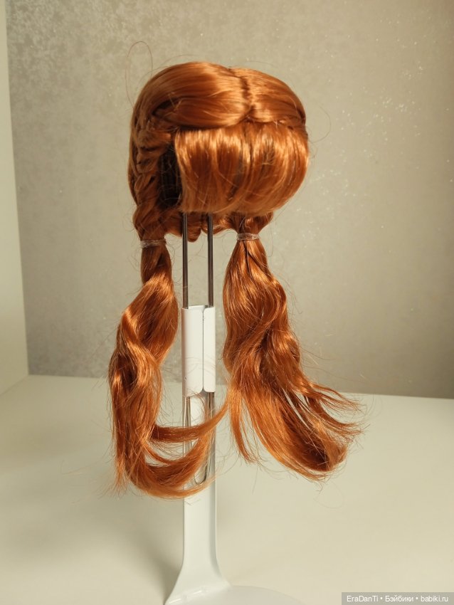 Парик из синтетического мохера, длинный, боковые косички, размер 5-6 инч (13-15см), цвет Carrot SM45 (фото 3)