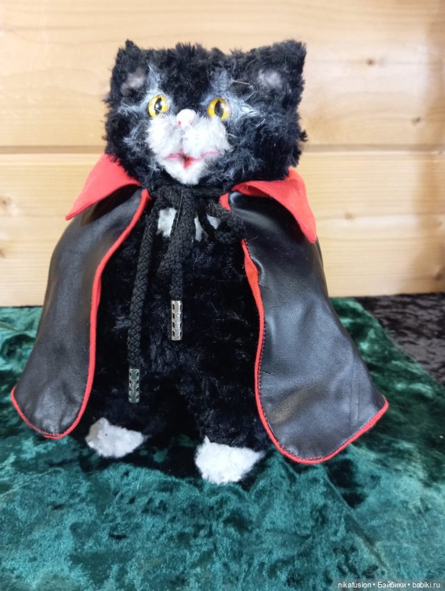 Игрушка Кот злодей, толстенький и мягкий граф Дракула, авторская (фото 4)