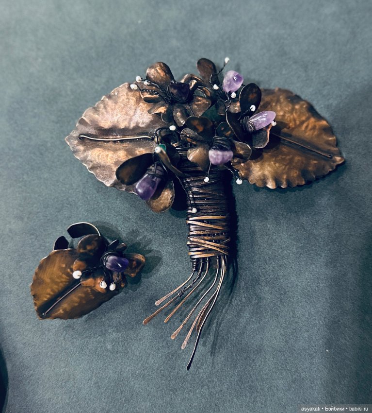 Букет из меди с аметистами и жемчугом (фото 2)