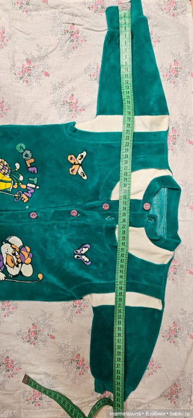 Велюровый комбинезон для куклы или малыша 2-3мес (фото 3)