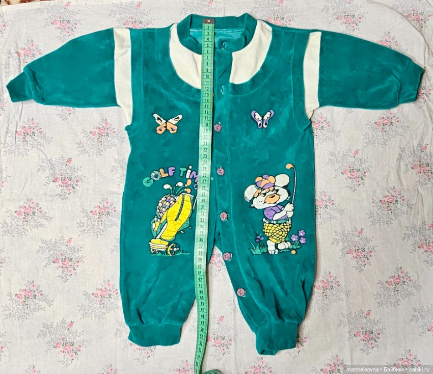 Велюровый комбинезон для куклы или малыша 2-3мес