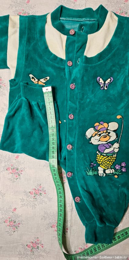 Велюровый комбинезон для куклы или малыша 2-3мес (фото 4)