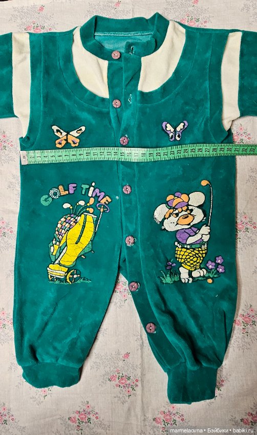 Велюровый комбинезон для куклы или малыша 2-3мес (фото 2)