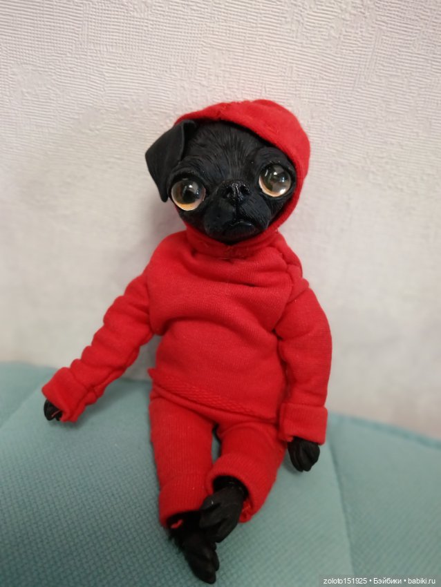 Чёрный мопс собака пес — Авторские игрушки (фото 7)