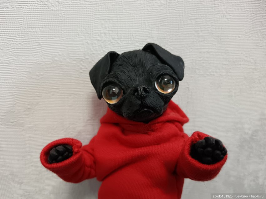 Чёрный мопс собака пес — Авторские игрушки (фото 8)