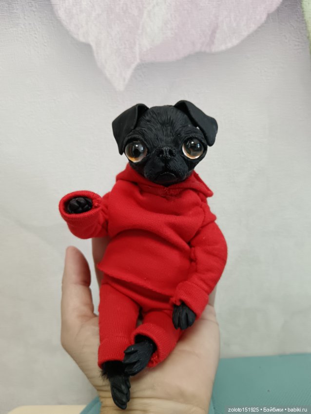 Чёрный мопс собака пес — Авторские игрушки (фото 2)
