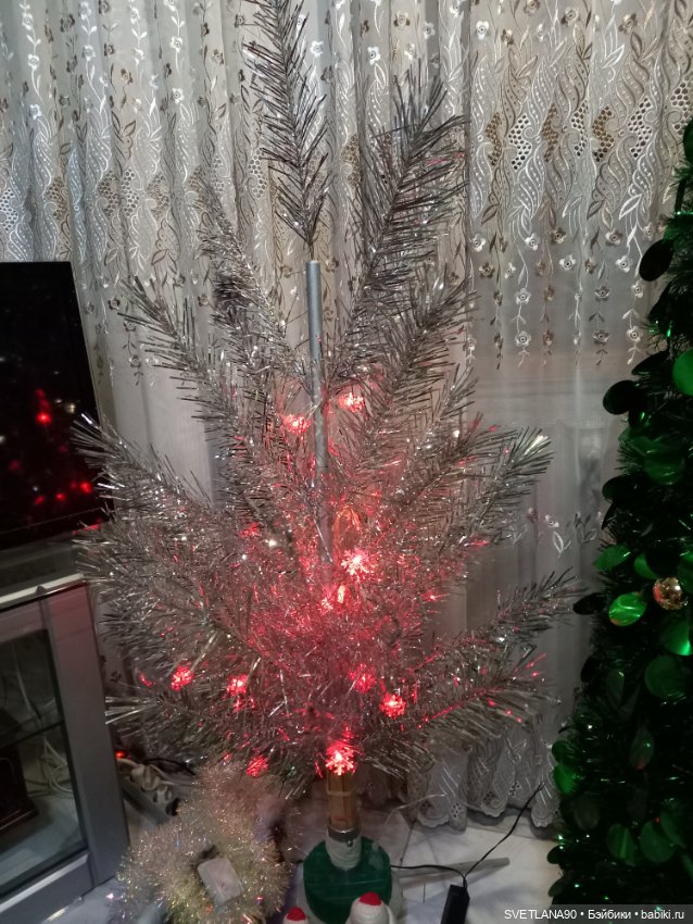 Елочка серебристая СССР крутящаяся с мотором
