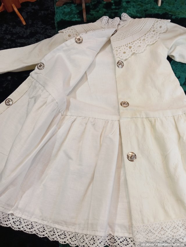 Платье и чепчик на антикварную куклу ростом 60-65 см (фото 8)