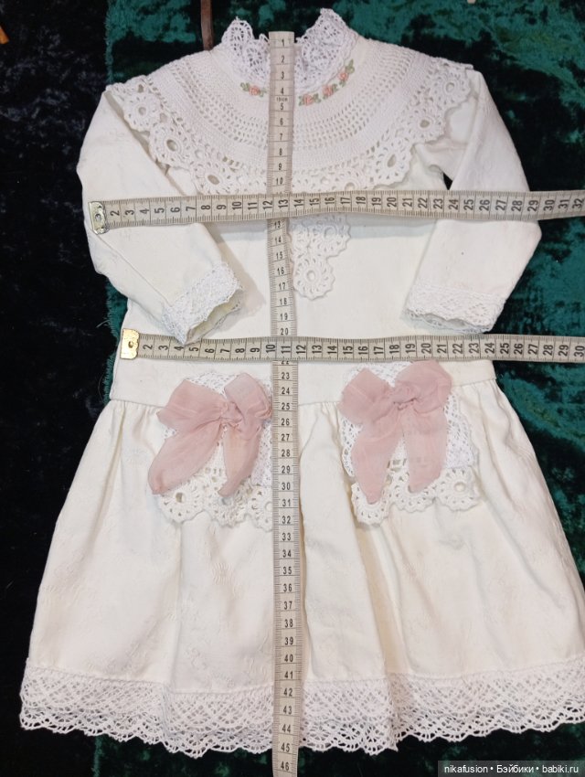 Платье и чепчик на антикварную куклу ростом 60-65 см (фото 6)