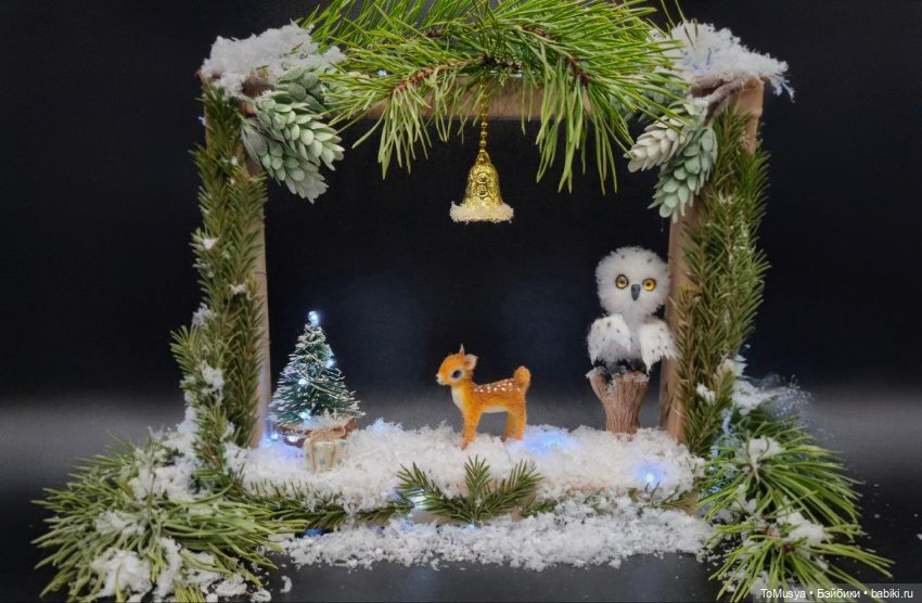 Вязаный оленёнок и совушка (фото 6)