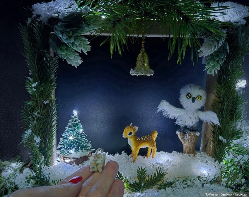 Вязаный оленёнок и совушка (фото 4)