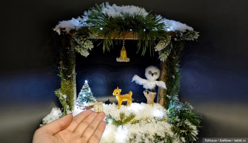 Вязаный оленёнок и совушка (фото 3)