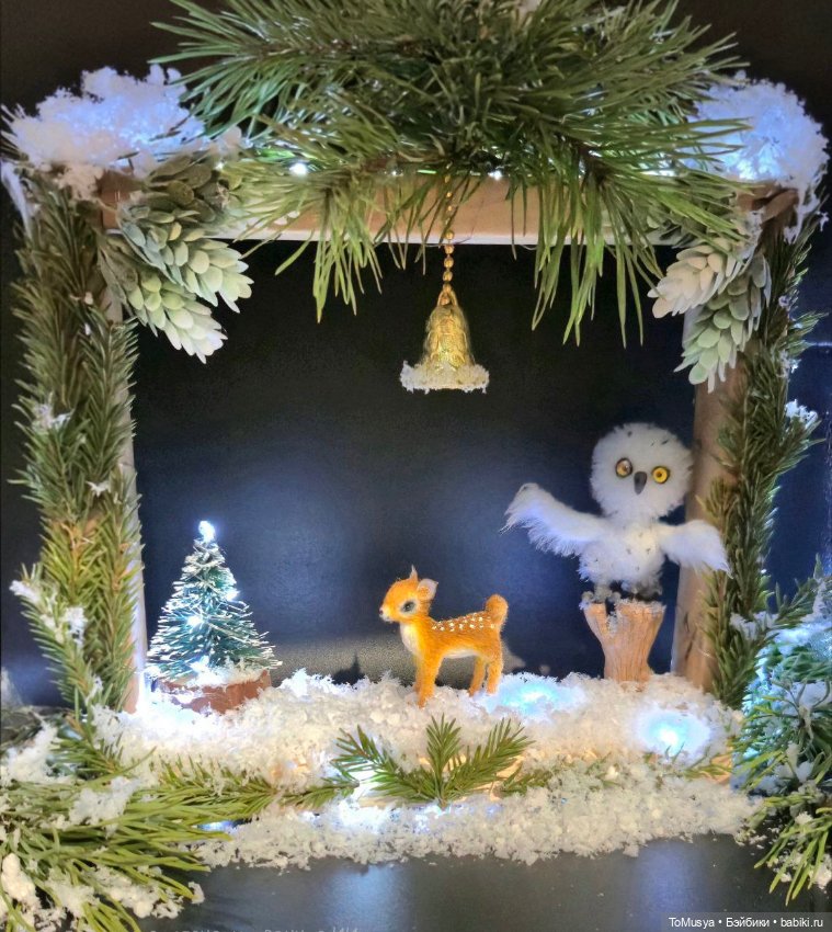 Вязаный оленёнок и совушка (фото 2)