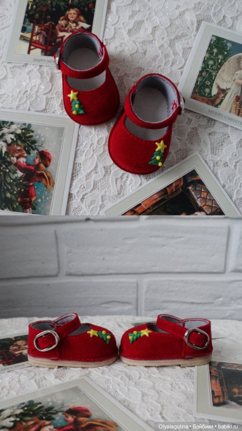 Новогодние туфельки для Meadow dolls в размерах на Moppets и Dumplings (фото 3)