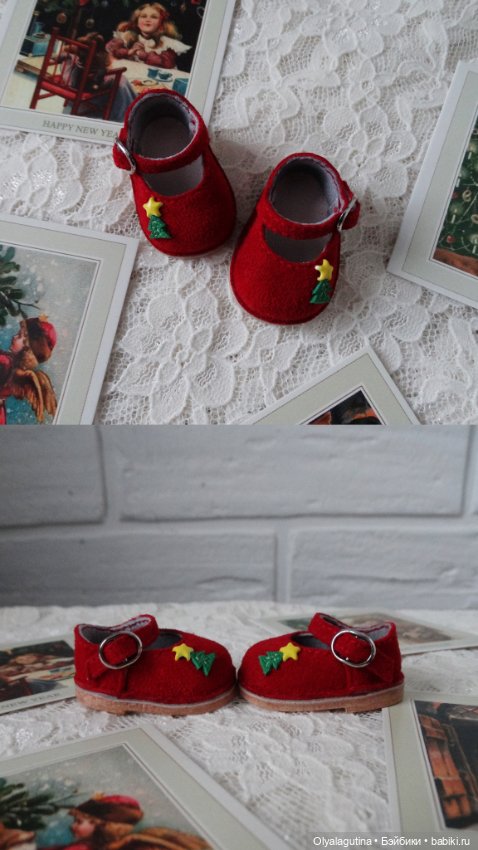 Новогодние туфельки для Meadow dolls в размерах на Moppets и Dumplings (фото 5)