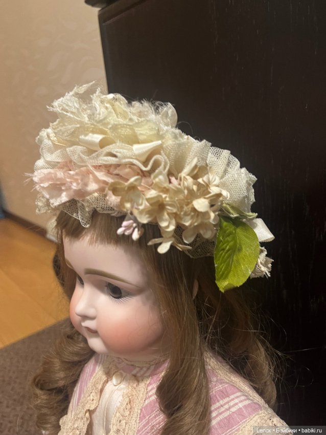 Большой боннет для антикварной куклы (фото 3)