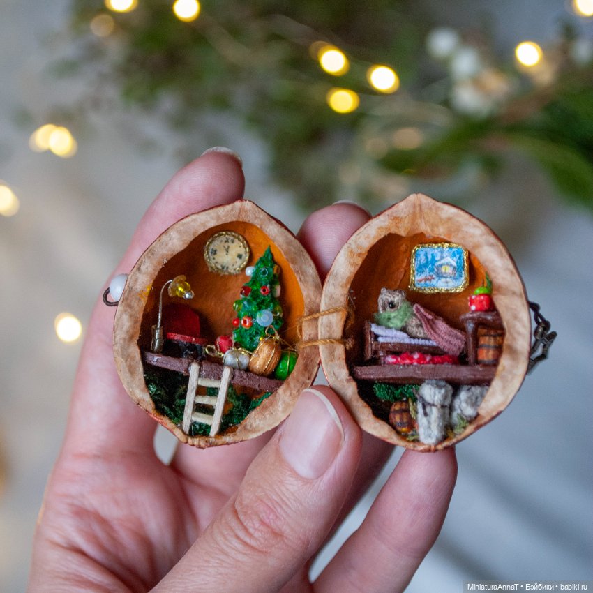 Композиция в орехе "В гостях у мишки" (фото 5)