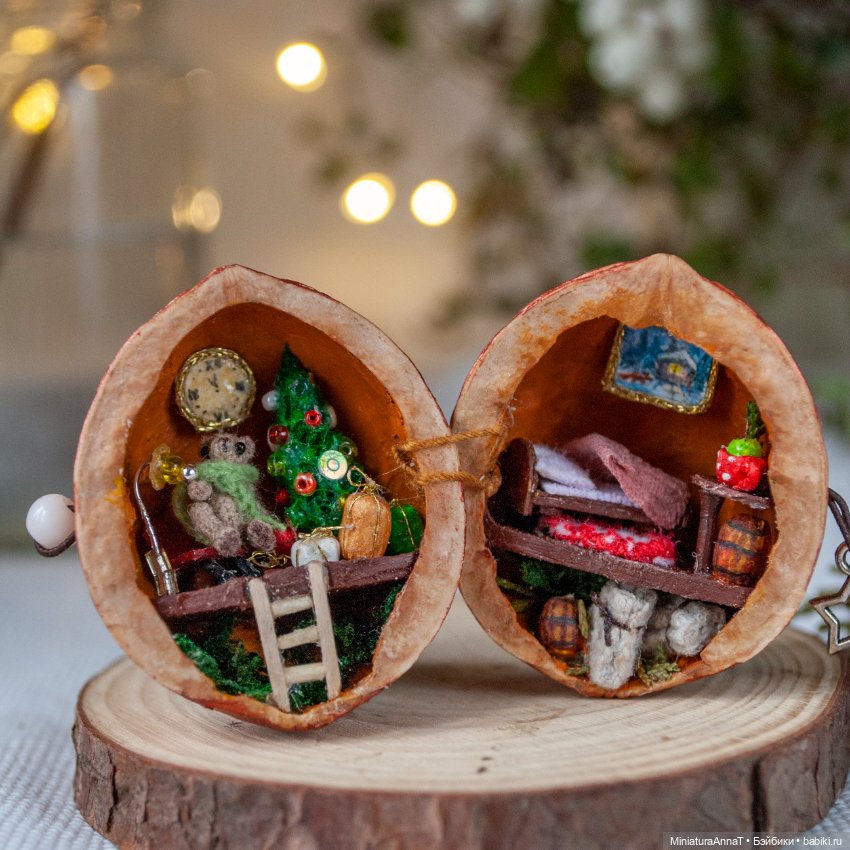 Композиция в орехе "В гостях у мишки" (фото 6)