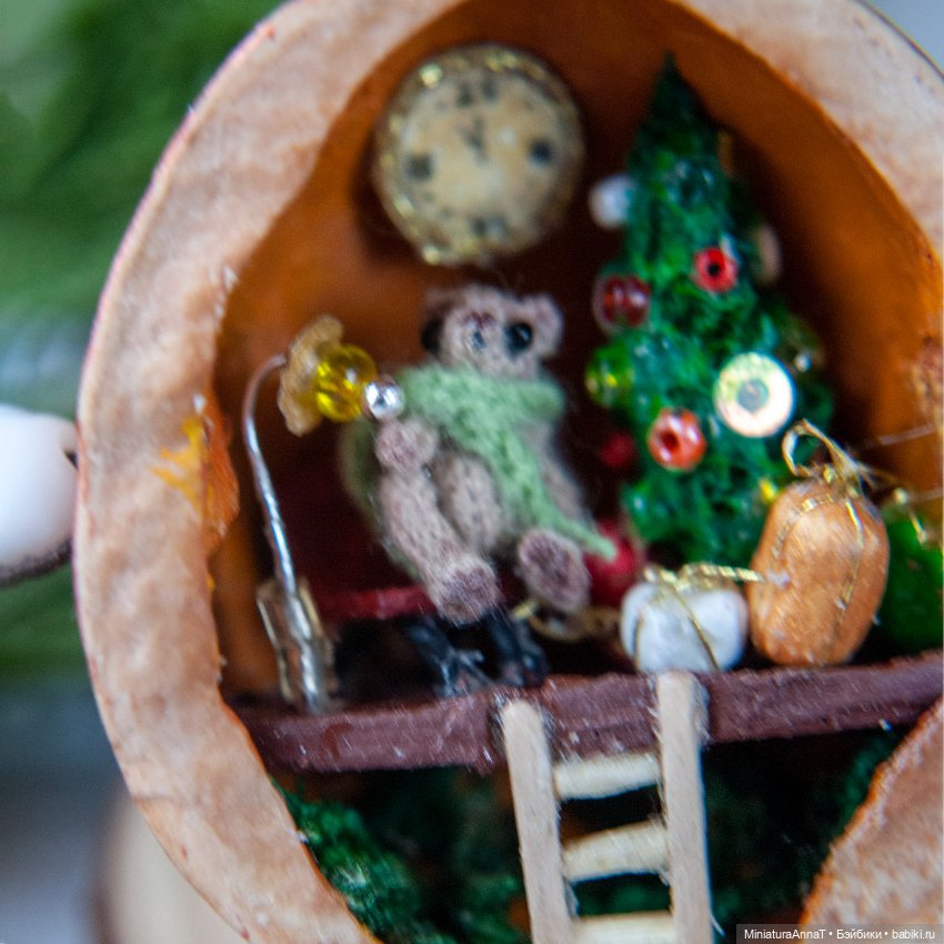 Композиция в орехе "В гостях у мишки" (фото 7)