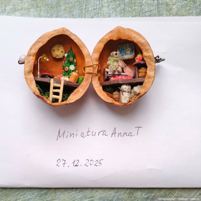 Композиция в орехе "В гостях у мишки" (фото 8)