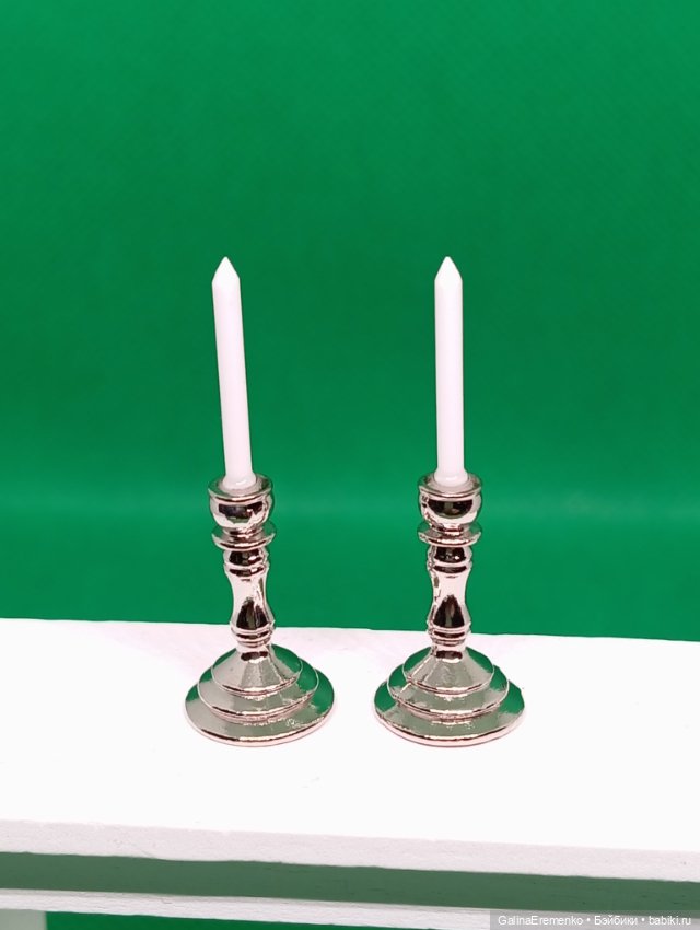 Подсвечники под серебро — Миниатюра для кукол