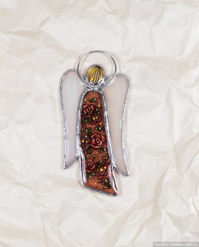 Витражный ангел "Розы" в технике Тиффани (фото 4)