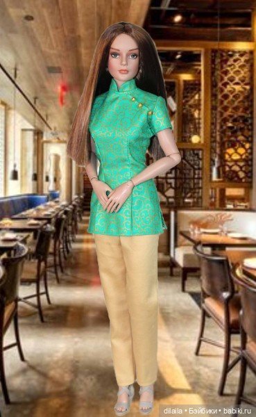 Выкройка PDF в натуральную величину / платье-ципао, топ-ципао и брюки для кукол Тоннер 40 см (фото 4)