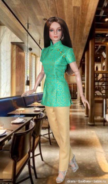 Выкройка PDF в натуральную величину / платье-ципао, топ-ципао и брюки для кукол Тоннер 40 см (фото 2)