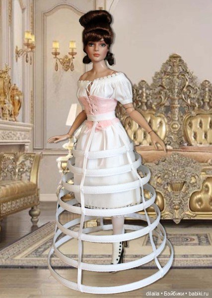 Выкройка PDF в натуральную величину / панталоны, сорочка, корсет, кринолин для куклы 40 см (фото 4)