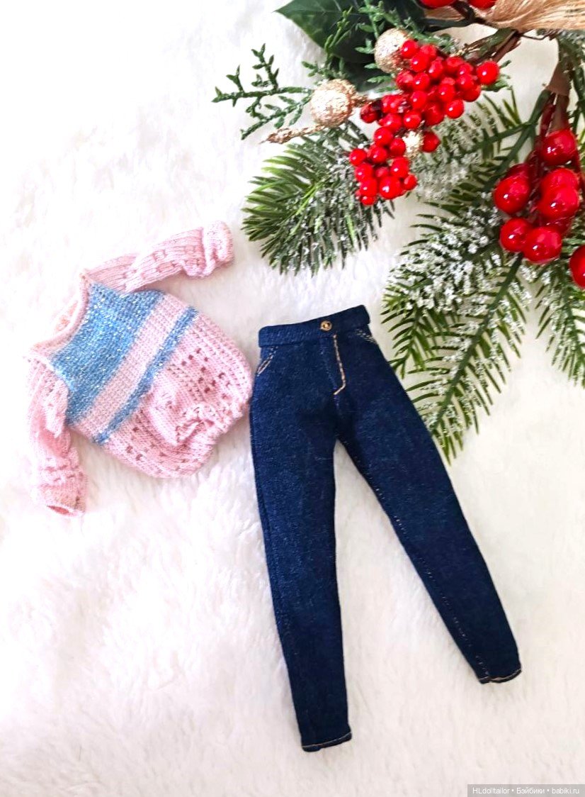 Комплект одежды для Барби (джинсы, кофта) (фото 4)