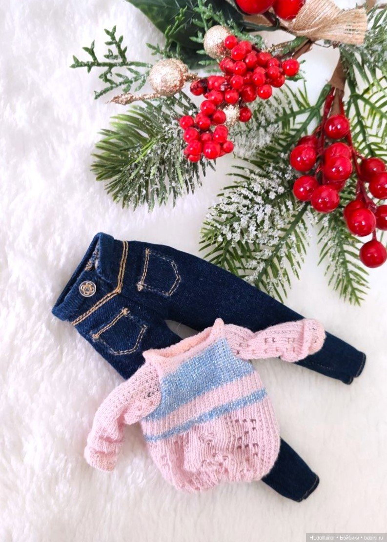 Комплект одежды для Барби (джинсы, кофта) (фото 6)