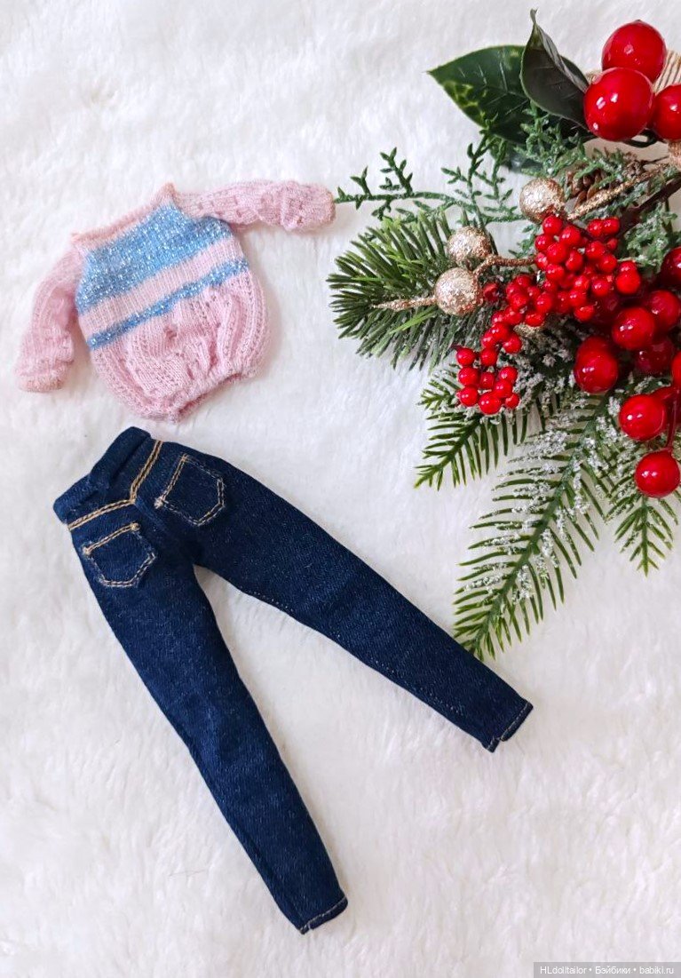 Комплект одежды для Барби (джинсы, кофта) (фото 7)