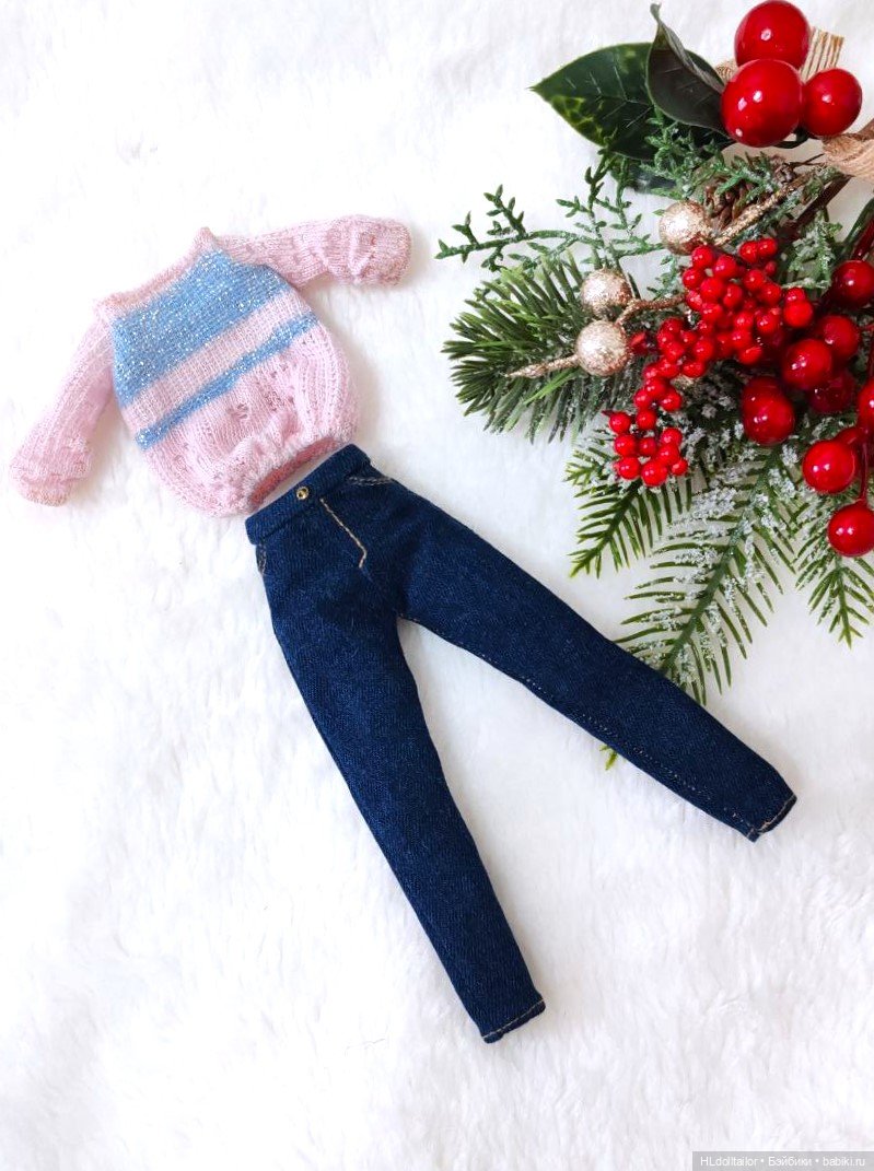 Комплект одежды для Барби (джинсы, кофта) (фото 5)