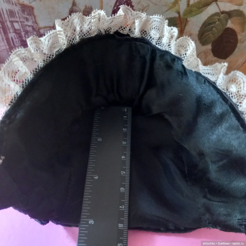 Шляпка боннет из бархата для антикварной куклы (фото 4)