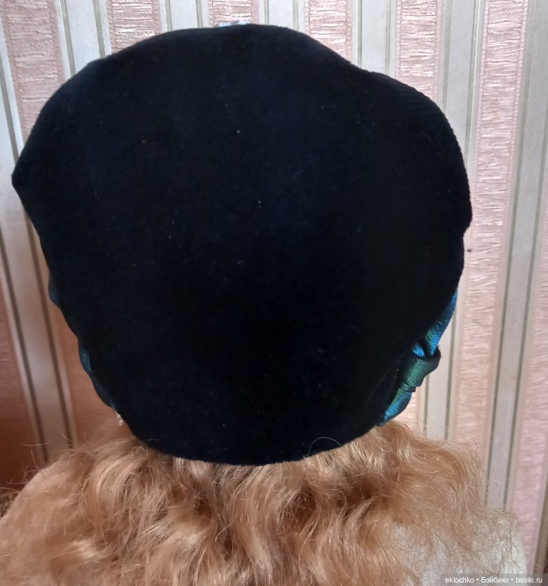 Шляпка боннет из бархата для антикварной куклы (фото 3)
