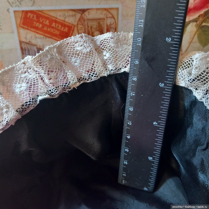 Шляпка боннет для антикварной куклы из бархата (фото 6)