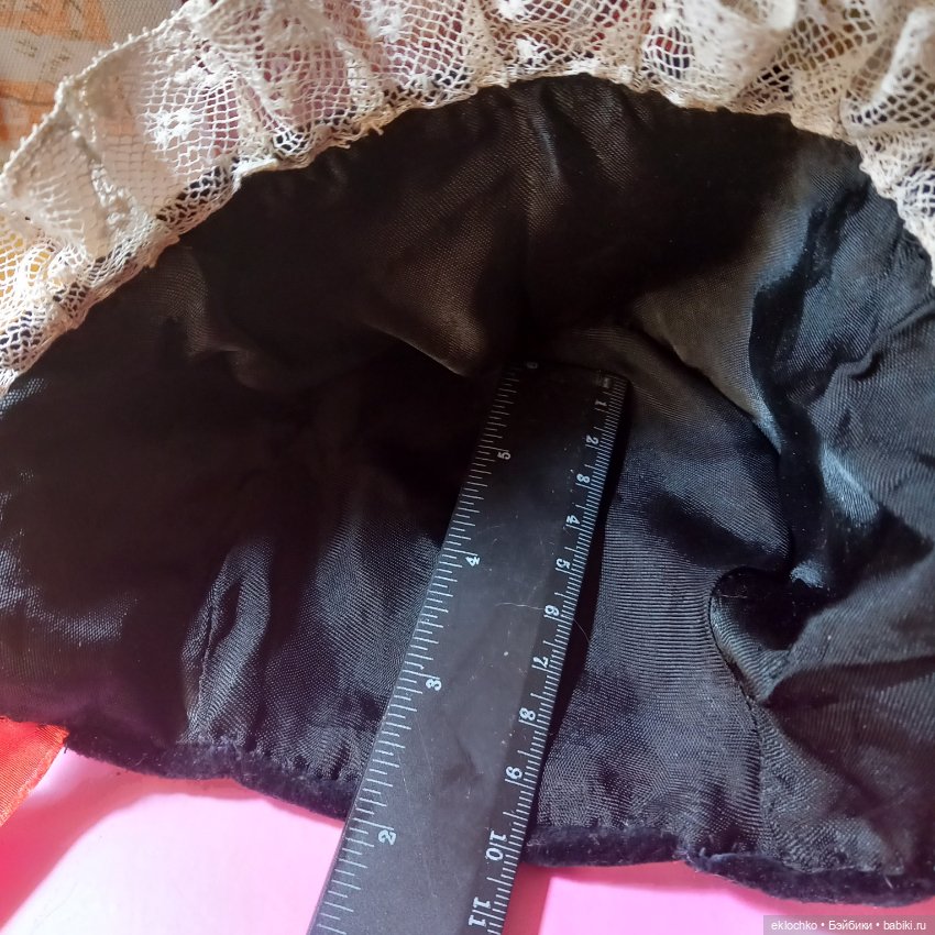 Шляпка боннет для антикварной куклы из бархата (фото 5)