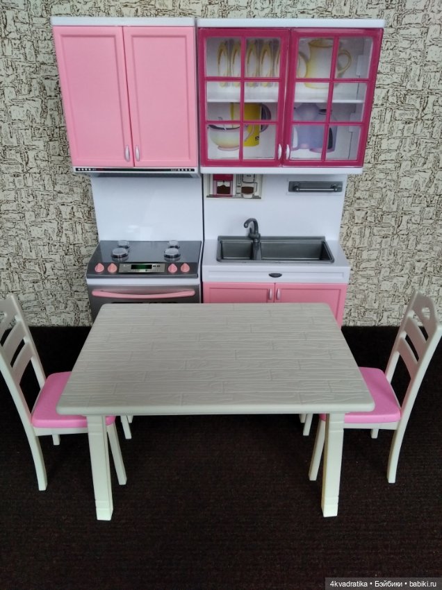 Кухня для кукол, стол, стулья