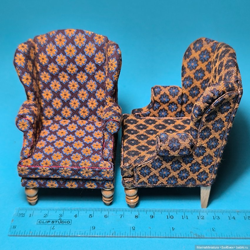 Кукольное кресло, масштаб 1:12 (фото 5)