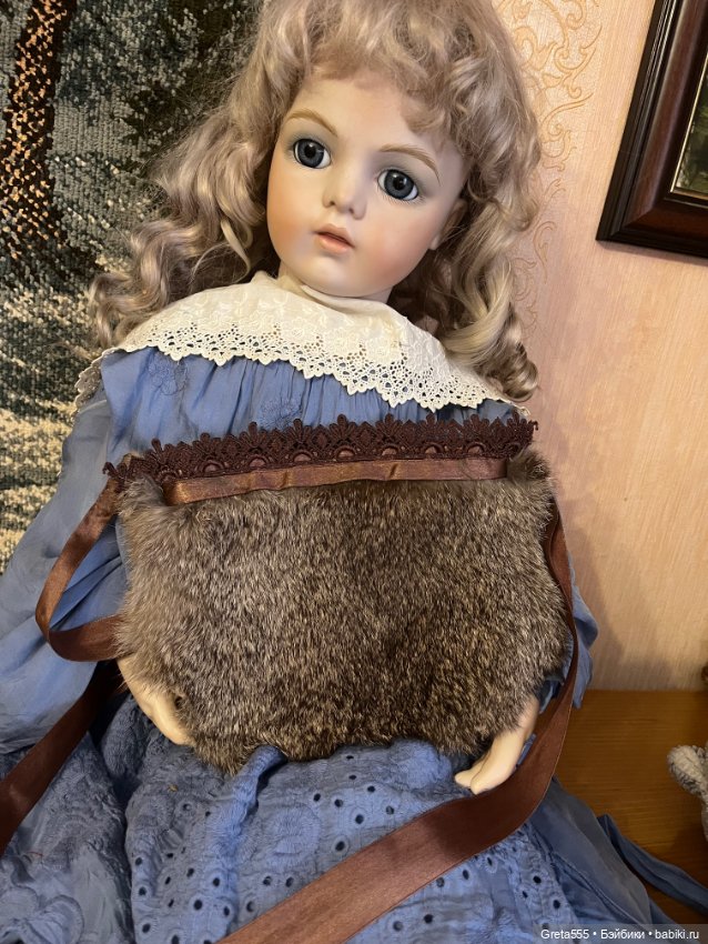 Меховая сумочка для кукол , мех зайца