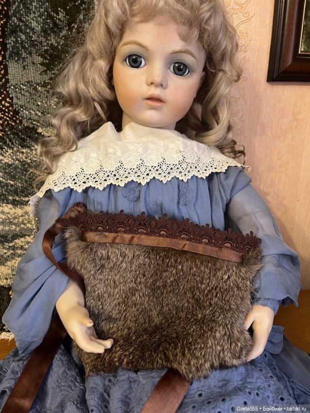 Меховая сумочка для кукол , мех зайца