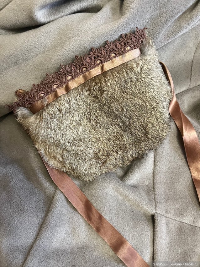 Меховая сумочка для кукол , мех зайца (фото 4)