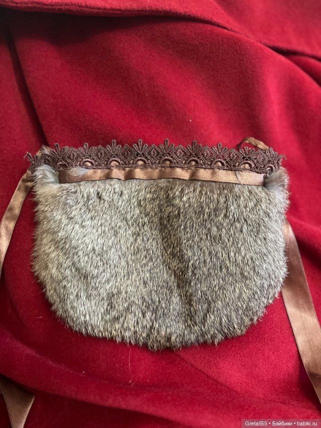 Меховая сумочка для кукол , мех зайца