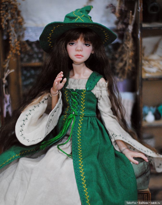 Комплект "Изумрудная ведьма" для Птички Лоры, Иден 30 см и др кукол формата 1/6 (фото 2)