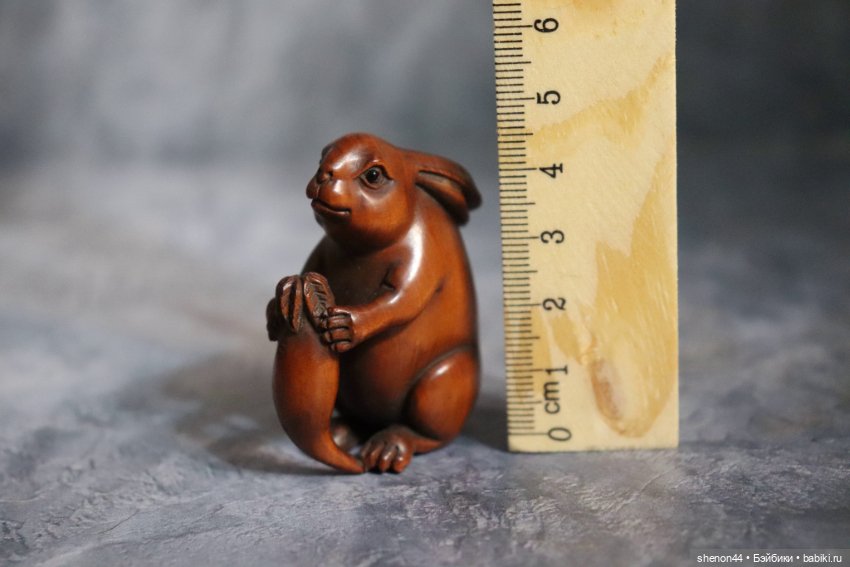 Нэцкэ "Кролик с морковкой". Винтаж! Более 50 лет (фото 6)