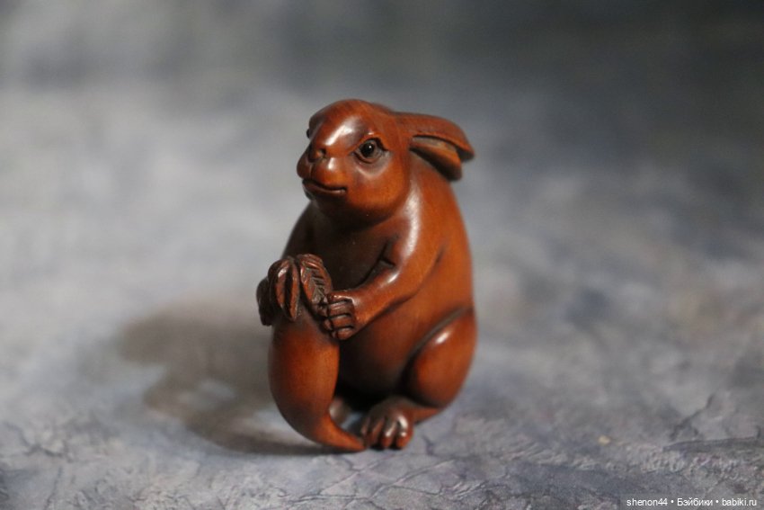 Нэцкэ "Кролик с морковкой". Винтаж! Более 50 лет (фото 2)