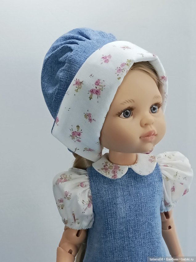 Джинсовое платье с чепчиком (фото 4)