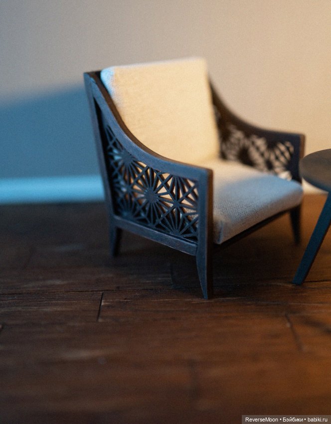 Кресло в винтажном классическом стиле, кресло для кукол 1:6 Блайз ,Барби (фото 6)