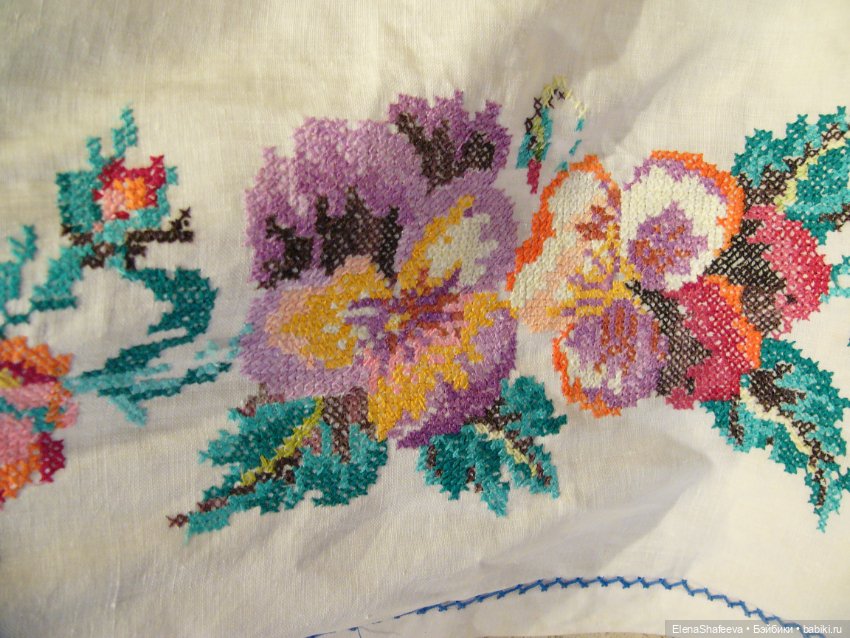 Антикварная дорожка с вышивкой.Франция (фото 5)